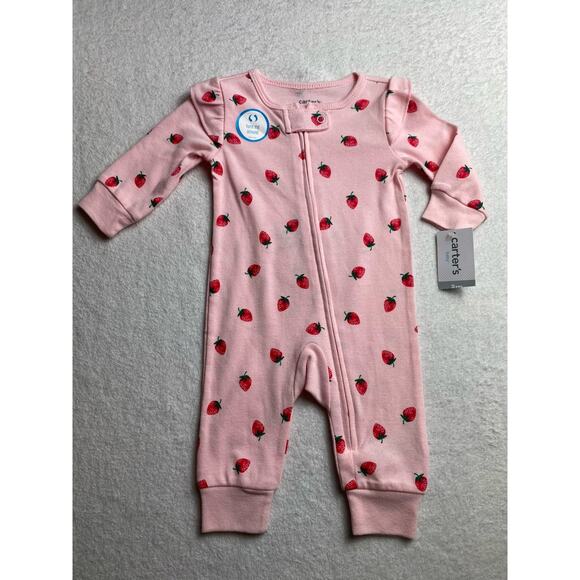 Carter’s Baby Girl Strawberry Footless Sleeper Pink One-Piece Pajamas 3M - Picture 1 of 10